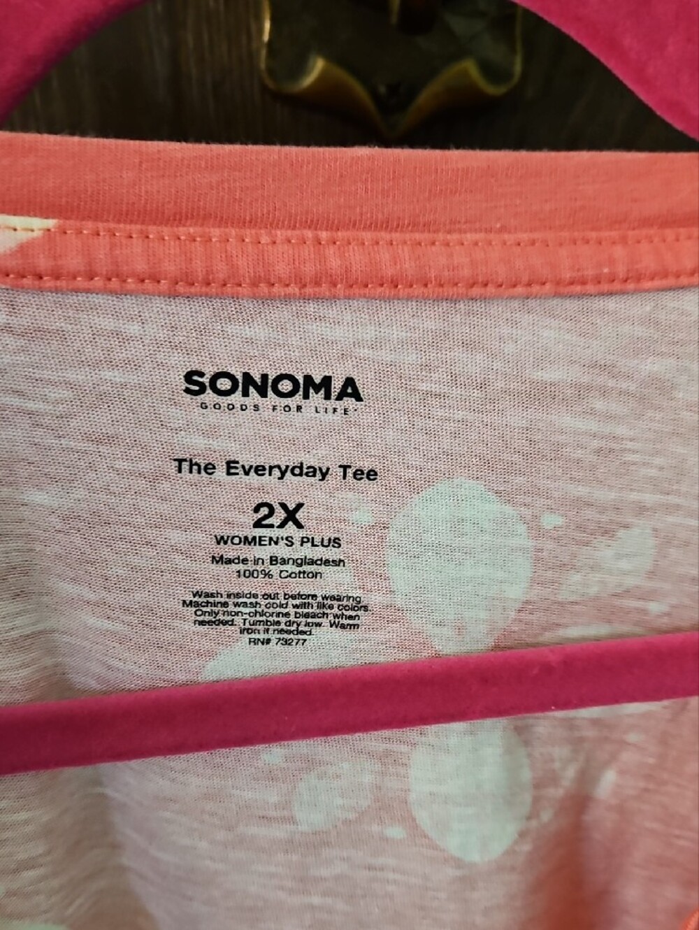 Sonoma Pink White Floral Everyday Tee - Picture 2 of 4